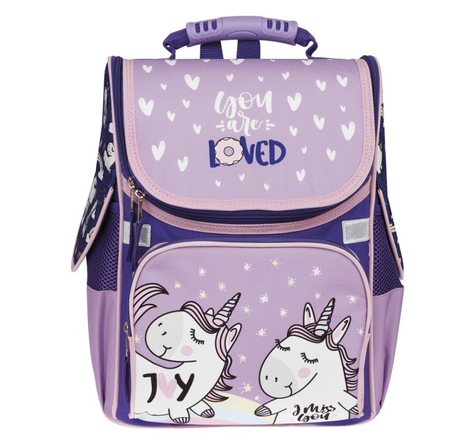 Ранец школьный Junior «Unicorns», 1 отделение, 3 кармана, анатомическая спинка Uni_17765