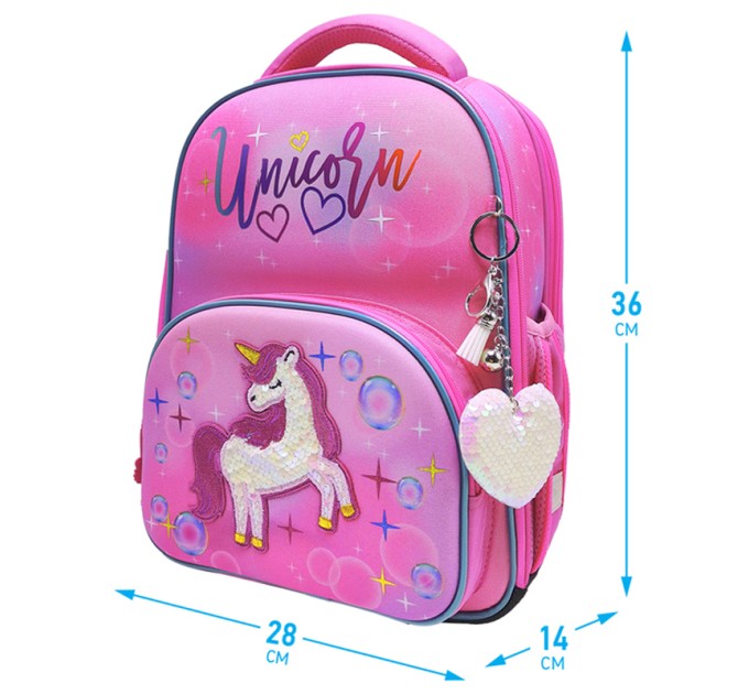 Ранец школьный Profi «Bubble Unicorn», 2 отделения, 4 кармана, анатомическая спинка RU06302