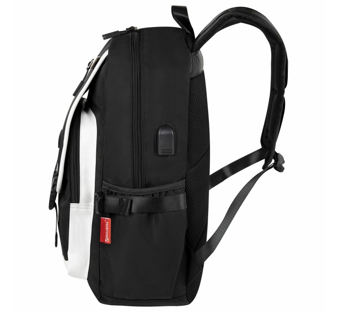 Рюкзак «Fusion», универсальный, черн. с бел. вставками, USB-порт, 1 отделение, 7 карманов 271657