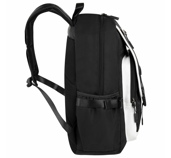 Рюкзак «Fusion», универсальный, черн. с бел. вставками, USB-порт, 1 отделение, 7 карманов 271657