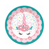 Тарелки бумажные "Единорог Pink&Tiffany", 18 см, 6 шт Тарелки бумажные "Единорог Pink&Tiffany", 18 см, 6 шт