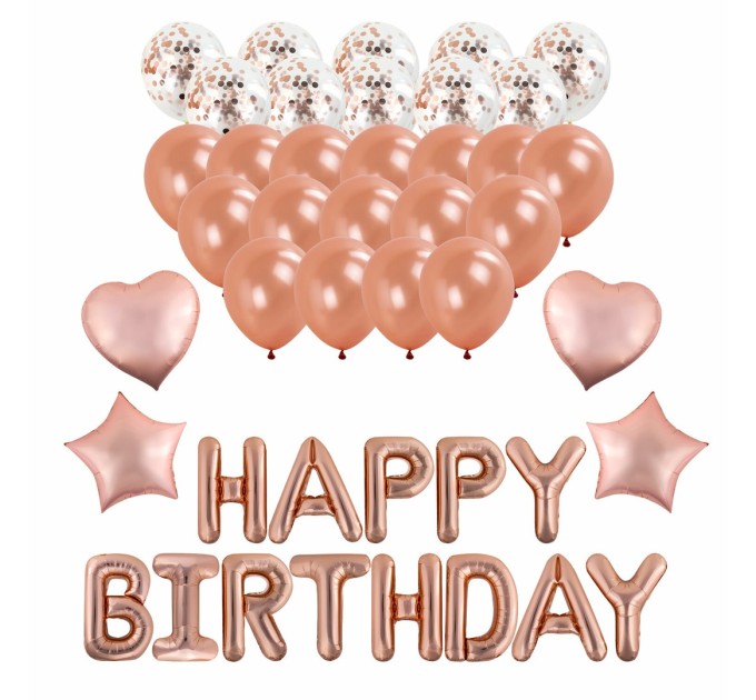 Шары воздушные НАБОР «Happy Birthday», 43 шара, розовое золото 591899