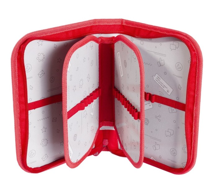 Пенал школьный 3 секции, премиум ткань, SMART BLOCK (2 блока) «Модная лама» П3с-21-311т