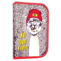 Пенал школьный 3 секции, премиум ткань, SMART BLOCK (2 блока) «Модная лама» П3с-21-311т