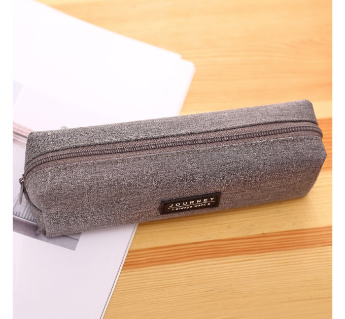 Пенал Deli, на молнии, серый 66683