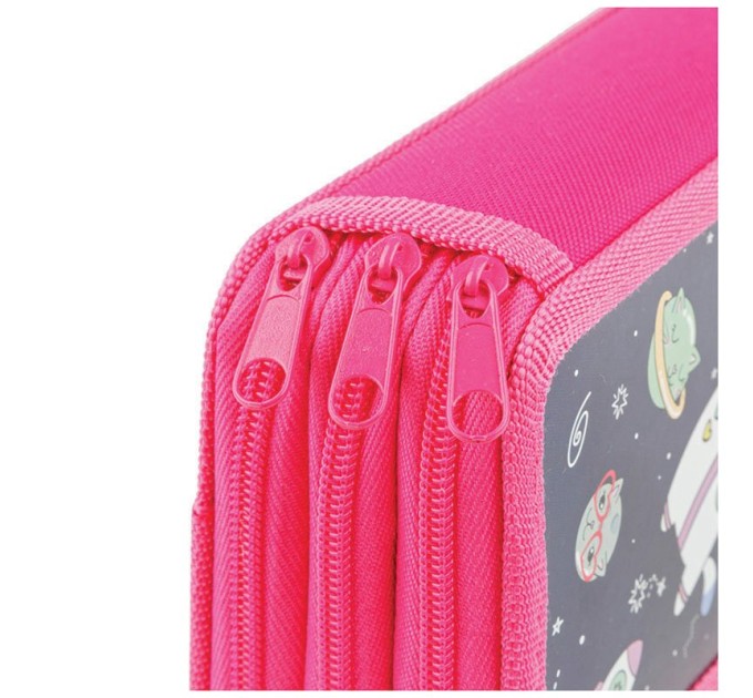 Пенал школьный, 3 отделения, «Space Cat», ламинированный картон, фольга ПК3_29135