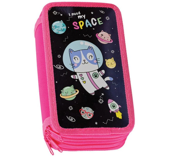 Пенал школьный, 3 отделения, «Space Cat», ламинированный картон, фольга ПК3_29135