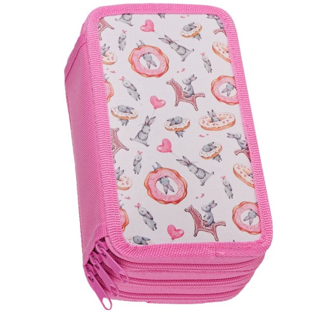 Пенал школьный, 3 отделения, «Милый кролик», ламинированный картон ПК3_29130