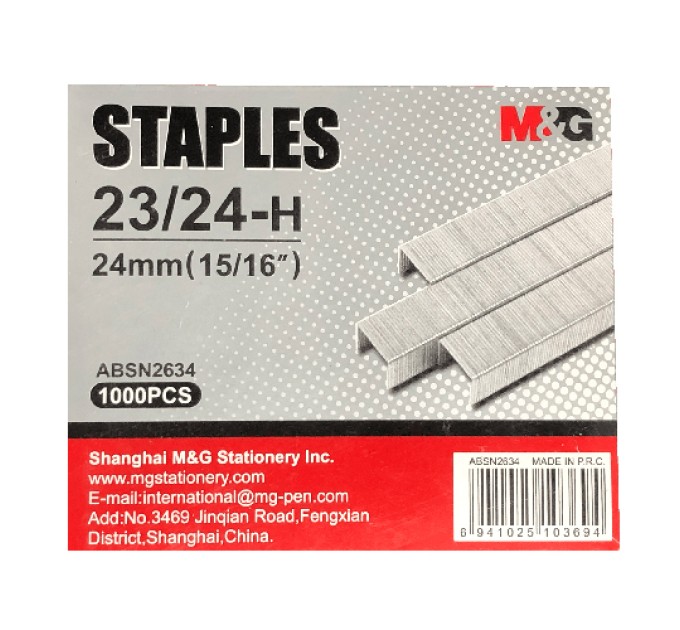 Скобы для степлера №23/24, 1000 шт, M&G ABSN2634