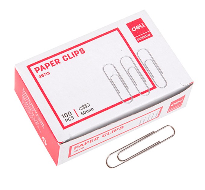 Скрепки 50 мм, 100 шт, никелированные 39713