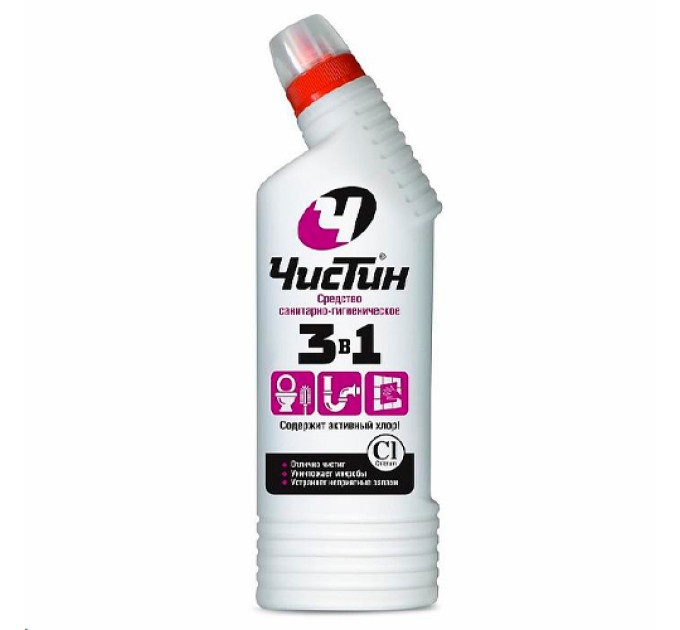 Средство чистящее санитарно-гигиеническое с активным хлором Чистин, 3 в 1, 750 г 2795