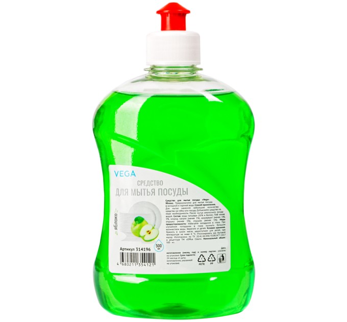 Средство для мытья посуды Vega, «Яблоко», 500 мл 314196