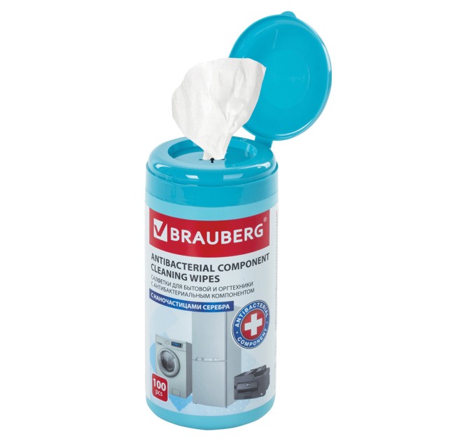 Салфетки 100 шт, антибактериальные для бытовой и оргтехники, плотные 513477