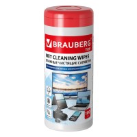 Салфетки для экранов всех типов и оптики BRAUBERG ТОП, туба 100 шт., влажные 513812 Салфетки для экранов всех типов и оптики BRAUBERG ТОП, туба 100 шт., влажные 513812