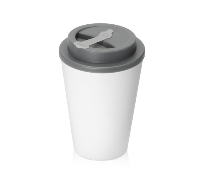 Пластиковый стакан Take away с двойными стенками и крышкой с силиконовым клапаном, 350 мл