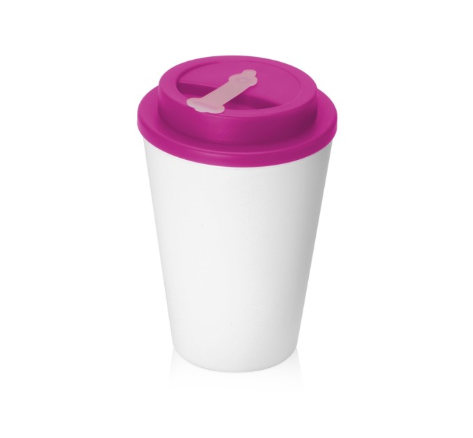 Пластиковый стакан Take away с двойными стенками и крышкой с силиконовым клапаном, 350 мл