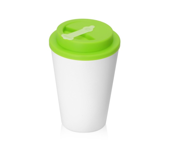 Пластиковый стакан Take away с двойными стенками и крышкой с силиконовым клапаном, 350 мл