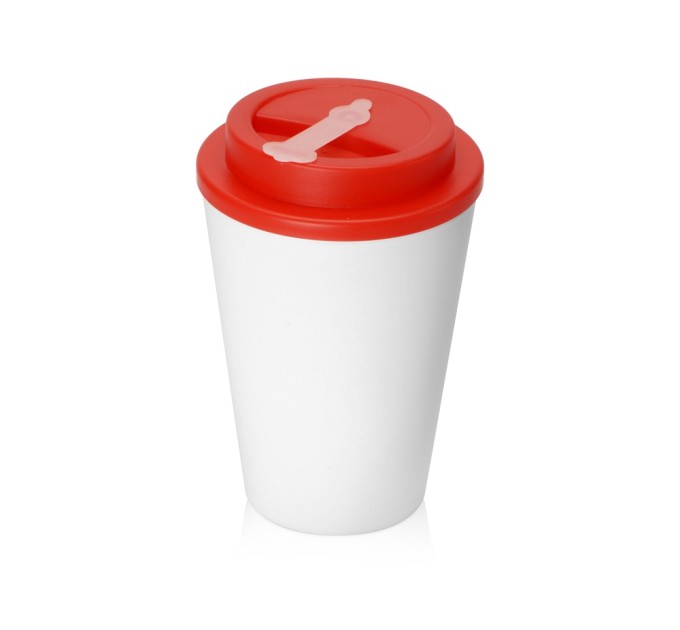 Пластиковый стакан Take away с двойными стенками и крышкой с силиконовым клапаном, 350 мл