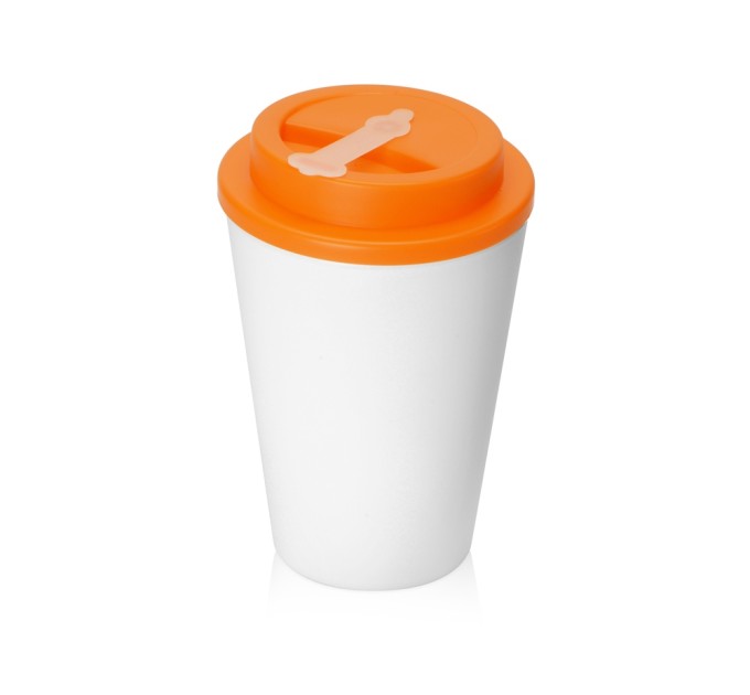 Пластиковый стакан Take away с двойными стенками и крышкой с силиконовым клапаном, 350 мл