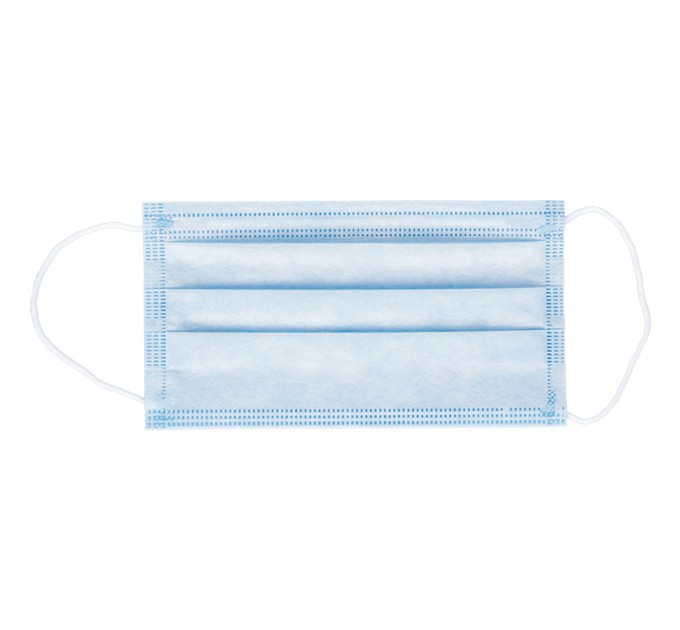 Маска гигиеническая, набор 50 шт., одноразовая 3-х сл. с носовым фиксатором на резинках, пакет 630768