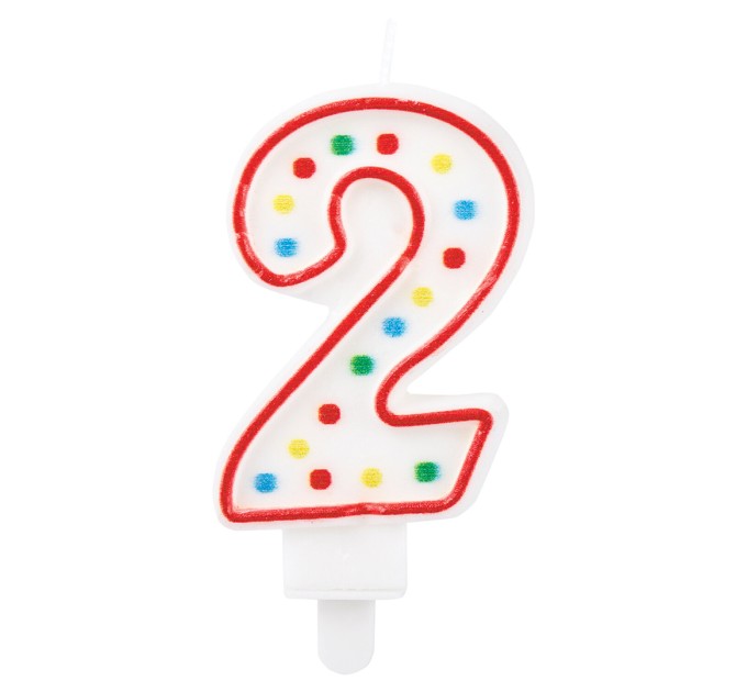 Свеча-цифра 2, двусторонняя, конфетти, 8.5 см 591395