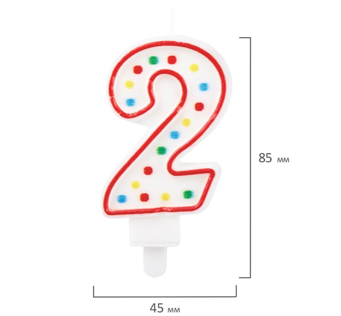 Свеча-цифра 2, двусторонняя, конфетти, 8.5 см 591395