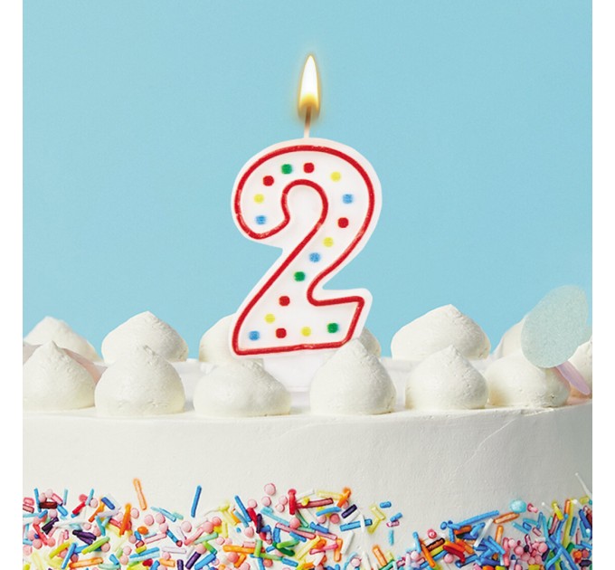 Свеча-цифра 2, двусторонняя, конфетти, 8.5 см 591395
