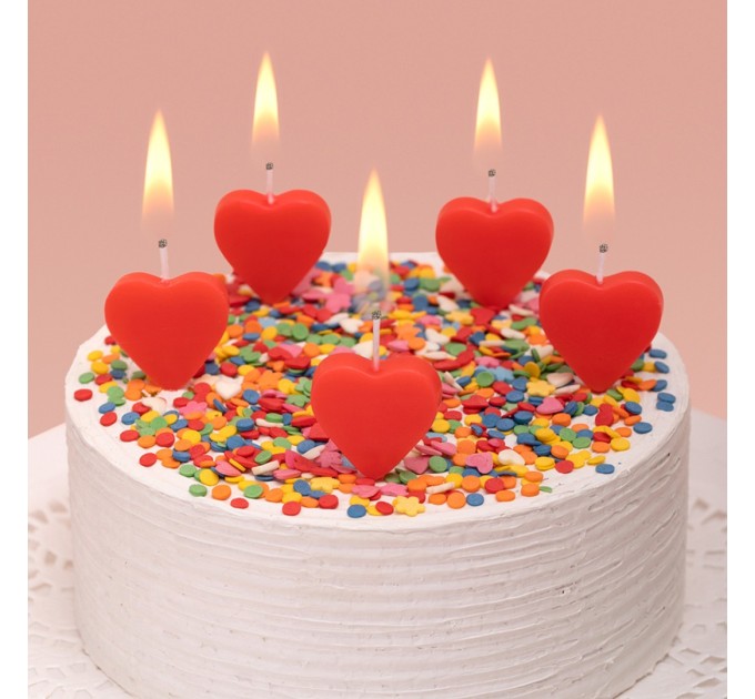 Набор свечей для торта «Красные сердечки», 5 шт BCD-19