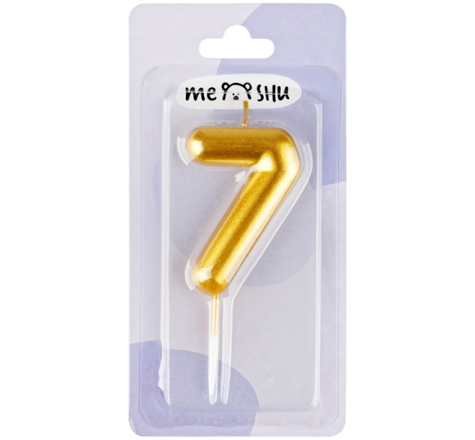 Свеча-цифра 7 MESHU, золотая, 6 см MS_59334