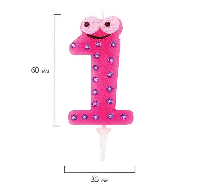 Свеча-цифра 1, «С глазками», 6 см 591404