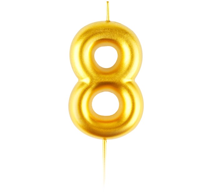 Свеча-цифра 8 MESHU, золотая, 6 см MS_59358