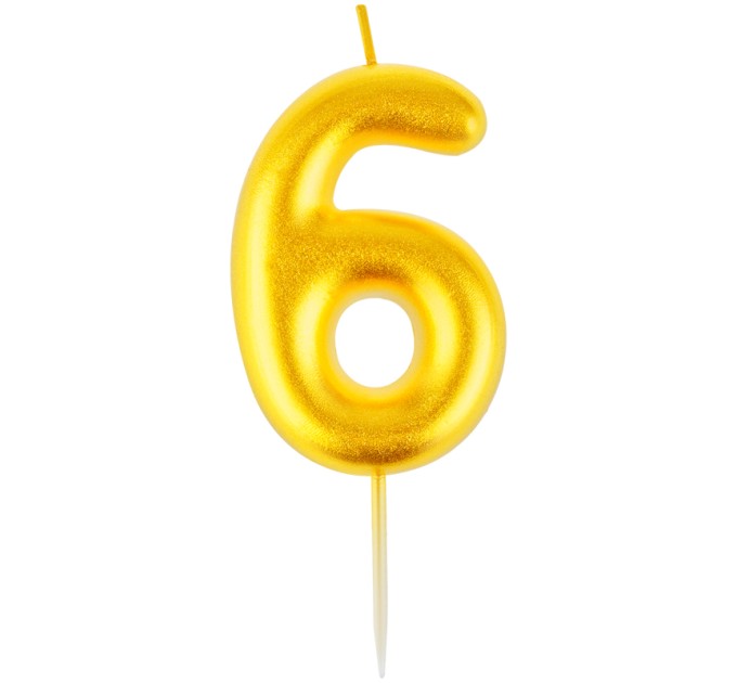Свеча-цифра 6 MESHU, золотая, 6 см MS_59310