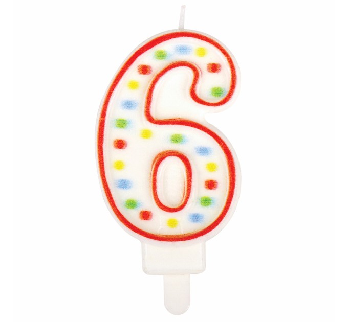 Свеча-цифра 6, двусторонняя, конфетти, 8.5 см 591399