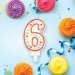 Свеча-цифра 6, двусторонняя, конфетти, 8.5 см 591399