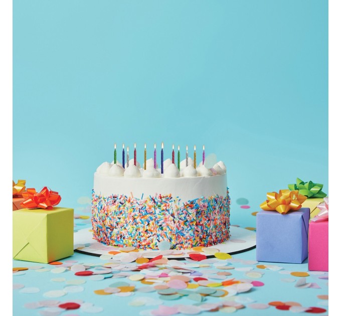 Свечи цветные с держателями, 6 см, 12 шт, металлик, ассорти 591450