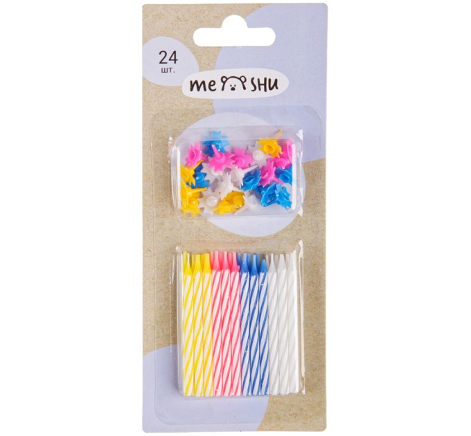 Свечи-мини 2-х цветные, с держателями, 5.5 см, 24 шт., блистер MS_32371