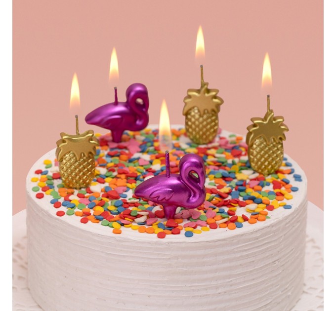 Набор свечей для торта «Ананасы и фламинго», 5 шт BCD-21_02