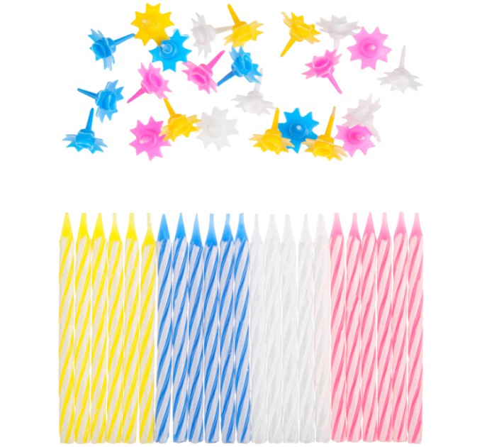 Свечи-мини 2-х цветные, с держателями, 5.5 см, 24 шт., блистер MS_32371