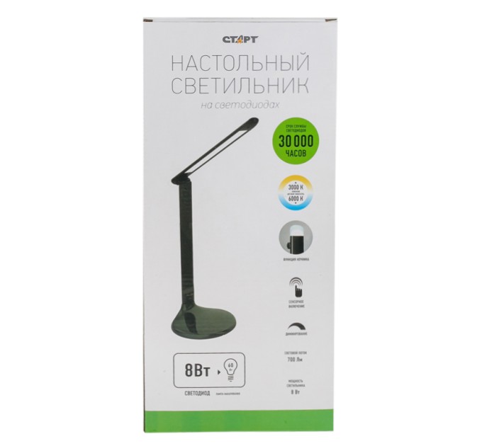 Светильник настольный на подставке СТАРТ СТ62, 6 Вт, LED, сенс. упр., черный 11720