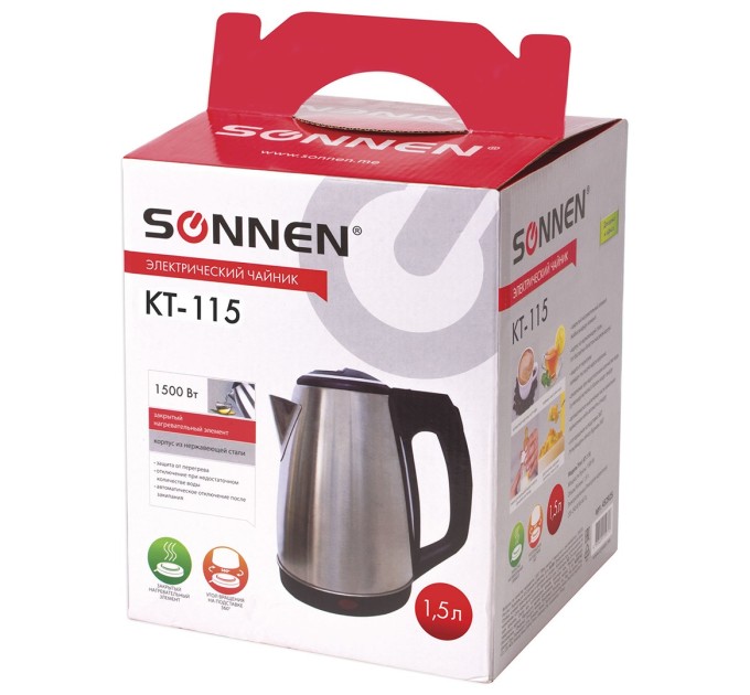 Чайник электрический SONNEN, 1.5 л КТ-115