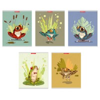 Набор тетрадей А5, 48 л., клетка, «Лягушка», софт-тач лам, выб УФ лак цв оборот, 20 шт в термопленке 13094/5н