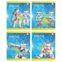 Набор тетрадей A5, 48 л., клетка 4 шт., «Роботы», глитерный лак, в термопленке, уценка! C 1360