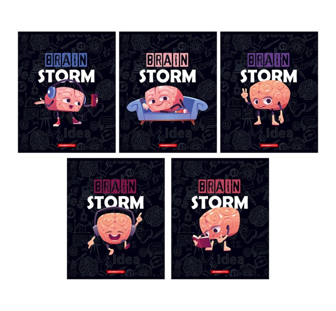 Набор тетрадей А5, 48 л., клетка, «Мозговой штурм», УФ двойной, конгрев, 20 шт в термполенке 11944/5н