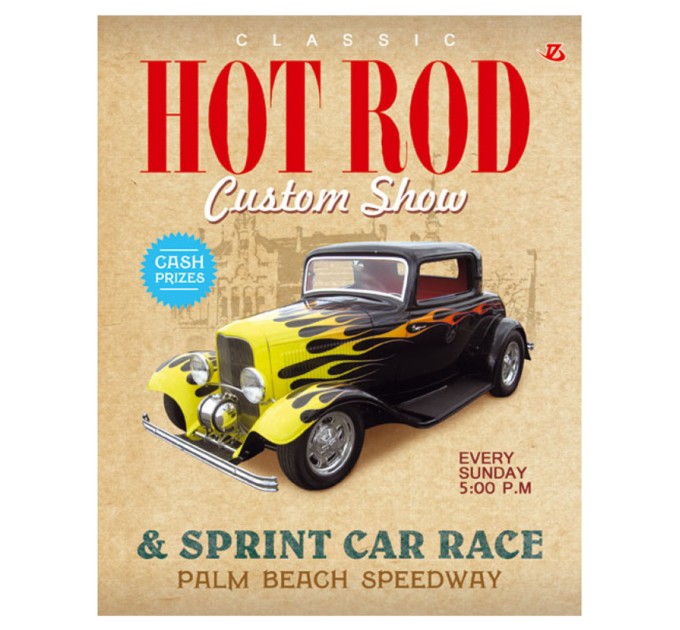 Набор тетрадей А5, 48 л., клетка, «Старинные авто», текстура лен, тисн фольг, конгрев, 15 шт в термо 6645/5н