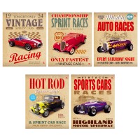 Набор тетрадей А5, 48 л., клетка, «Старинные авто», текстура лен, тисн фольг, конгрев, 15 шт в термо 6645/5н