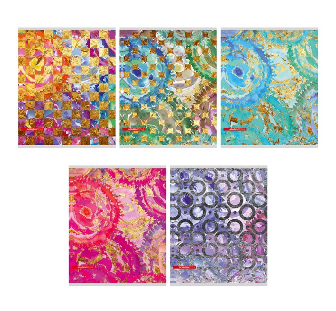 Набор тетрадей А5, 48 л., клетка, «Золотые разводы на цветном», метал пленка, 20 шт в термопленке JP6/5н