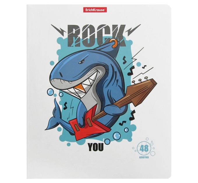 Набор тетрадей A5, 48 л., клетка, «Crazy Shark», выборочный УФ-лак, 5 шт в термопленке 58279/н