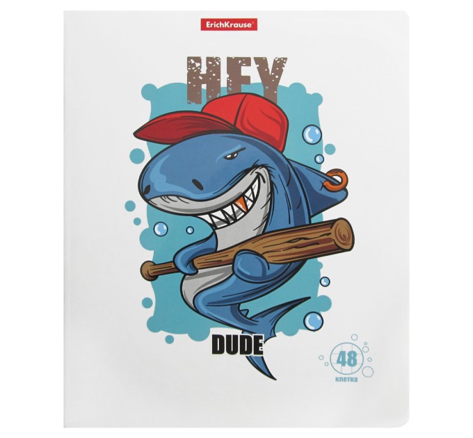 Набор тетрадей A5, 48 л., клетка, «Crazy Shark», выборочный УФ-лак, 5 шт в термопленке 58279/н