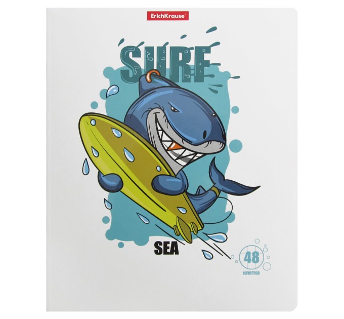 Набор тетрадей A5, 48 л., клетка, «Crazy Shark», выборочный УФ-лак, 5 шт в термопленке 58279/н