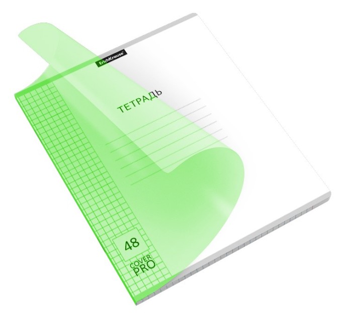 Тетрадь A5, 48 л., клетка, с пластиковой обложкой, Классика «CoverPrо Neon», зеленый 56390